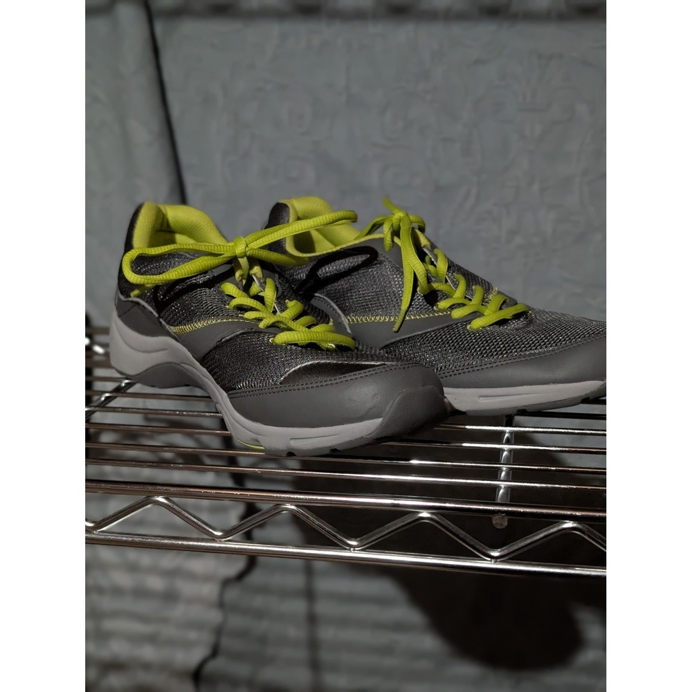 Vionic Women's Gray Lime Green Lace Up Walking Athletic Shoes Size 9 Wide